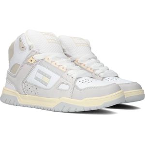 Tommy Jeans Droid Mid Dames Hoge sneakers - Leren Sneaker - Dames - Grijs - Maat 39