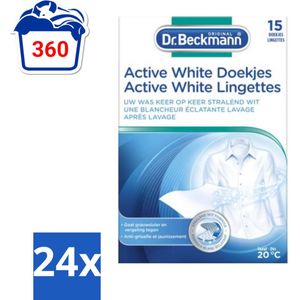 Dr. Beckmann - Kleurverzorging - Active White - Witte Was - 15 Doekjes - Voordeelverpakking - 24 stuks