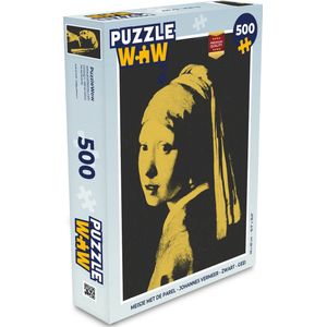 Puzzel Meisje met de parel - Johannes Vermeer - Zwart - Geel - Legpuzzel - Puzzel 500 stukjes