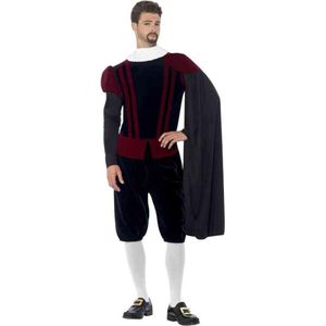 Smiffy's - Middeleeuwen & Renaissance Kostuum - Hoogheid Tudor Middeleeuwen - Man - Rood, Zwart - Medium - Carnavalskleding - Verkleedkleding