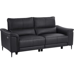 Vente-unique Elektrische relax-driezitsbank van zwart vaarsleer VALPARO L 208 cm x H 100 cm x D 93 cm