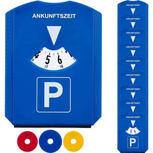 Parking Disc with Ice Scraper Set of 10 with Coins and Holder - 3-in-1 Plastic Parking Card Blue