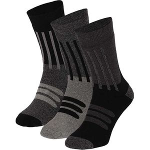 Apollo - Badstof sokken casual - Multi zwart - Maat 36/41 - 3-Pak - Sokken dames - Warme sokken dames - warme sokken dames - Sokken dames maat 39 42