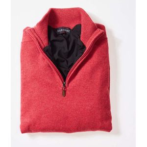 Osborne Knitwear Windstopper trui met halve rits heren - Sweater heren in Lamswol - Pullover Heren - Rouge - Zwarte voering - L