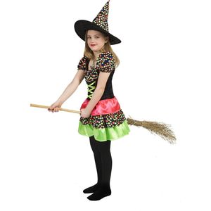 Heksen kostuum met kleurrijke stippen voor meisjes - Verkleedkleding - 116/128