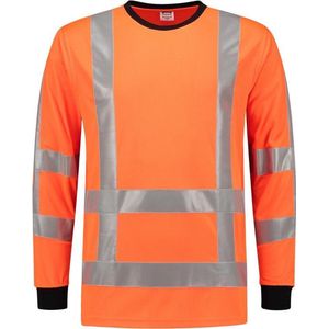 Tricorp T-shirt RWS Birdseye Lange Mouw 103002 Fluor Oranje  - Maat XXL