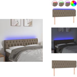 vidaXL Hoofdbord - Hoofdborden - Hoofdeinde - Houten Hoofdbord - Hoofdbord LED 160x7x78/88 cm stof taupe