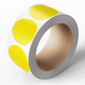 Ronde gele markeringsstickers - zelfklevend papier - 500 stuks op rol Ø 10 mm