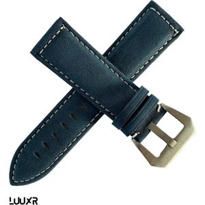 Horlogeband heren - 24mm - Blauw suede - LuuXr
