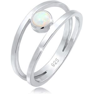 Elli Dames Ring Dames Dubbele Bandring Synthetisch Opaal in verguld 925 Sterling Zilver