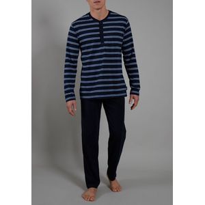 Ceceba heren pyjama O-hals met knoopjes - donkerblauw gestreept - Maat: 6XL