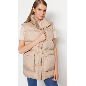 Trendyol Zwart Wijd Uitgesneden Oversized Puffervest Met Hoge Hals Twoaw23Ye00015