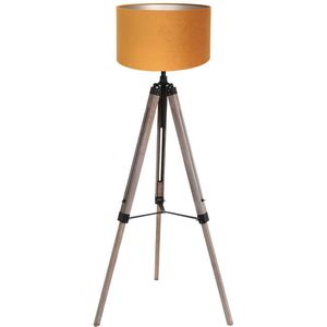 Mexlite vloerlamp Triek - zwart - hout - 75 cm - E27 fitting - 4103ZW