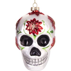 BRUBAKER Skull Mexico Totenfest - met De Hand Beschilderde Kerstballen van Glas - Mondgeblazen Kerstboomversieringen, Grappige Figuren, Decoratieve Hangers, Boomballen - 11 cm
