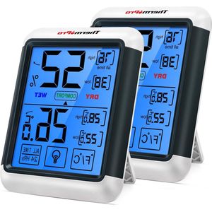 Digitale thermo-hygrometer voor binnen en buiten temperatuur en luchtvochtigheid - 2-delige set met indicator voor binnenklimaatbeheersing