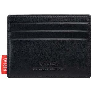 REPLAY Leren Kaarthouder Credit Card Holder Black Zwart