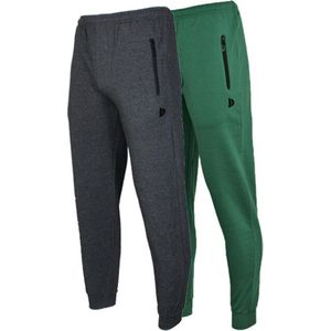 2-Pack Donnay - Joggingbroek met elastiek (Jack) - Sportbroek - Heren - Maat 3XL - Forrest green/Charc-marl (429)