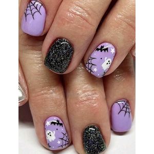 Nep nagels - Plaknagels - Halloween - Paars - Medium - Vierkant - Trendy - Halloween nagels
