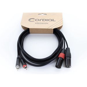 Cordial EU 1,5 MC XLR Verbindingskabel [2x XLR-stekker 3-polig - 2x Cinch-stekker] 1.50 m Zwart