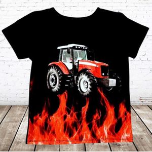 Trekker shirt met vlammen -s&C-146/152-t-shirts jongens