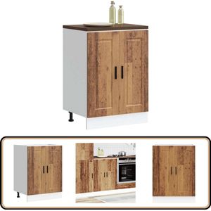 vidaXL Keuken onderkast Porto oud houtkleurig Keukenonderkast - Houten Keukenmeubels - Opslagruimte Keuken - Houtlook Keuken - Vintage Keuken