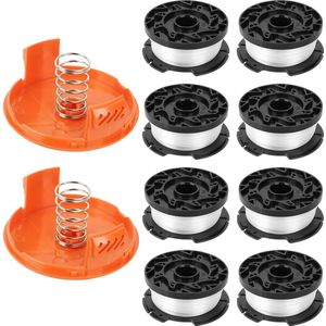 8 Stuks Draadspoelen voor Black en Decker Grastrimmer - Compatibel met Black Decker Grastrimmerspoel - Reservespoelen met 2 Spoeldeksels en 2 Veren