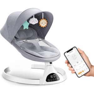 3Babies® Baby Swing – Elektrisch Wipstoel – Babyschommel – Elektrische Schommelstoel baby – Verstelbaar – Wasbare Bekleding – Afstandsbediening en App