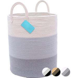 XXL Opbergmand van Katoenen Touw - Handgemaakte Mand - 35x45 cm - Decoratieve Wasmand en Organisator voor Kleding, Baby, Speelgoed en Kussens - Ideale Dekens Opberger voor de Kinderkamer