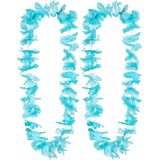 Toppers - Boland Hawaii krans/slinger - 2x - Tropische kleuren turquoise blauw - Bloemen hals slingers
