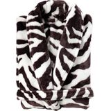 Zohome Zebra Badjas Lang - Flanel Fleece - Maat XL - Black/White - Badjas Dames - Badjas Heren