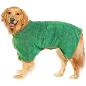 Hondenbadjas - Maat M - Groen - Badjas Voor Honden - Honden Badjas