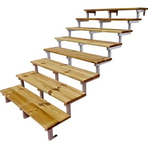 Buitentrap staal OSLO H139cm - 8 treden geïmpregneerd hout breedte 160cm