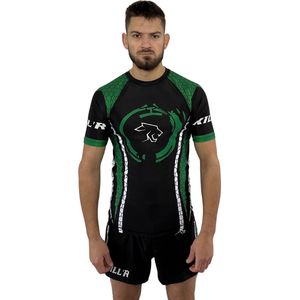 Rashguard - MMA Shirt - Vechtsport Kleding - Sport T-Shirt Zwart Groen