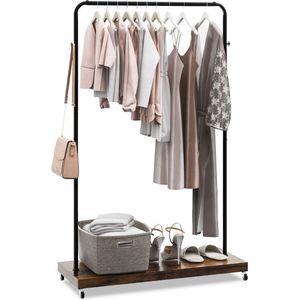 SureDeal® - Kledingrek - Op Wielen - Zwart - Verplaatsbaar - Kledingkast - Slaapkamer Kast - Staal - 103,5x40x162,5 cm - Schoenenrek - Slaapkamer - Garderobe