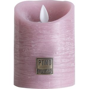PTMD LED kaars rustiek oud rose beweegbare vlam met timer - LED Light Candle rustic pink moveable flame S - Met timer - Diameter 7,5 x hoog 10 cm