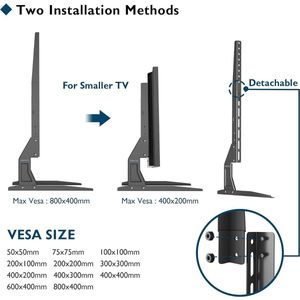 Universele Tafelblad TV Stand Voetstuk voor 22-65 inch LCD/LED/OLED/Plasma TV's, Vervangende TV Stand Benen voor Screen Monitor Riser, Houdt veilig 50KG van Max.VESA 800x400mm