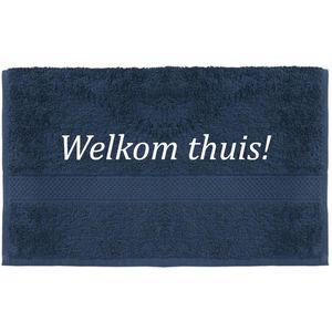 Handdoek - Welkom Thuis - 100x50cm - Donker blauw