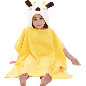 BoefieBoef 2-in-1 Giraffe Badponcho & Badlaken | Eco Bio Katoen Dieren Zwemponcho voor Baby, Peuter & Kind - Multifunctioneel Strandaccessoire - Duurzaam en Comfortabel - Geel Wit