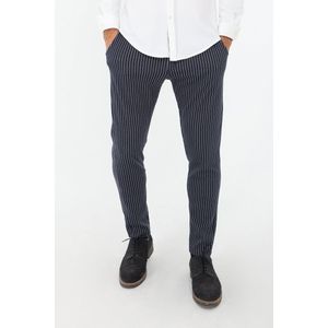 Comfortabele broek voor mannen - met stretch - blauw met strepen -maat XL