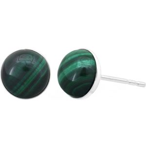 ARLIZI 2178 - Oorbellen groen malachiet oorstekers - sterling zilver - 8 mm
