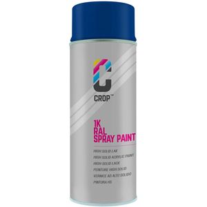 CROP Spuitbus RAL 5002 Ultramarijnblauw - Hoogglans - 400ml - Spuitbus verf Blauw - 100% kleurecht - Sneldrogend - Binnen & Buiten - RAL5002