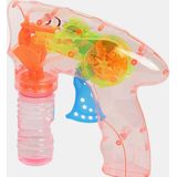2x Bellenblaas pistool met LED licht 14 cm - Bubble gun - Bellenblaaspistolen - Buitenspeelgoed fun artikelen