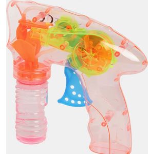 2x Bellenblaas pistool met LED licht 14 cm - Bubble gun - Bellenblaaspistolen - Buitenspeelgoed fun artikelen