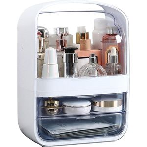 Opbergdoos Make-up Organizer met 2 laden - Transparant deksel en handvat - Cosmetische opbergdoos