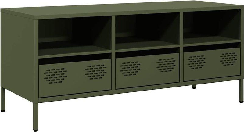 vidaXL - Tv-meubel - 101,5x39x43,5 - cm - koudgewalst - staal - olijfgroen