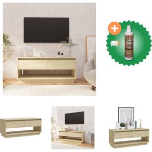 vidaXL Tv-meubel 102x41x44 cm spaanplaat sonoma eikenkleurig - Kast - Inclusief Houtreiniger en verfrisser