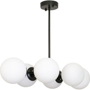 Chesto Lara Milky - Luxe Industriële Hanglamp - 6 Glazen Bollen Crème Wit - Eetkamer, Woonkamer