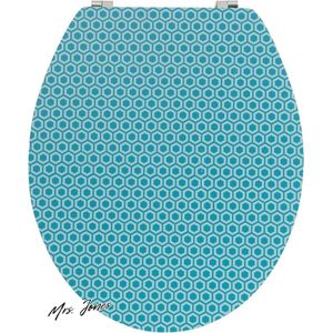 Mrs. Jones Trendy Line wc-bril Diplomat Malmo blauw en bamboe - wc-bril - badkamer .
