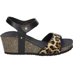 Panama Jack Victory Leopard B3 sandalen met sleehak zwart - Maat 40