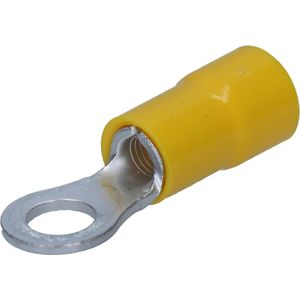 Verpakking met 10 stuks Kalitec RKSGM5 ringkabelschoenen 4-6mm² I gedeeltelijk geïsoleerd M6 geel I koper I PVC kraag I voor het verbinden van kabels of strengen I kabelschoen I kabelconnector I beschermt elektrische verbindingen